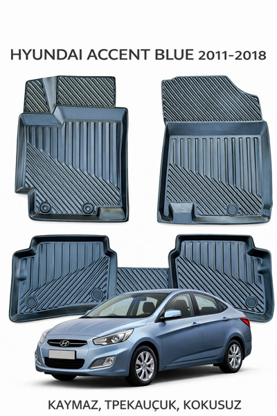 Black Gold Hyundai Accent Blue 2011-2018 ile Uyumlu 3D Oto Paspas Premium