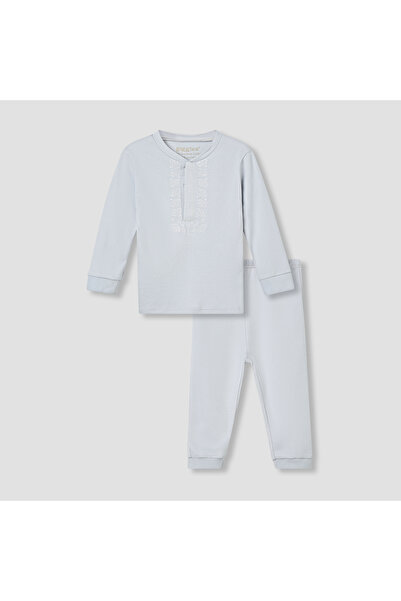 giggles طقم بيجاما مطرز - قطن - أكمام طويلة - ياقة دائرية