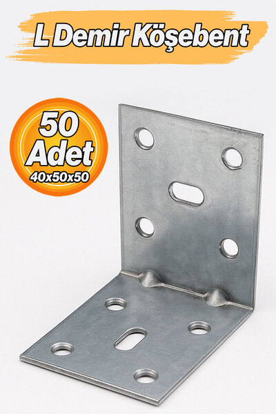 Badem10 L Demir Gönye 40x50x50 mm (50 Adet) Mobilya Raf Dolap Sabitleme Köşeb...