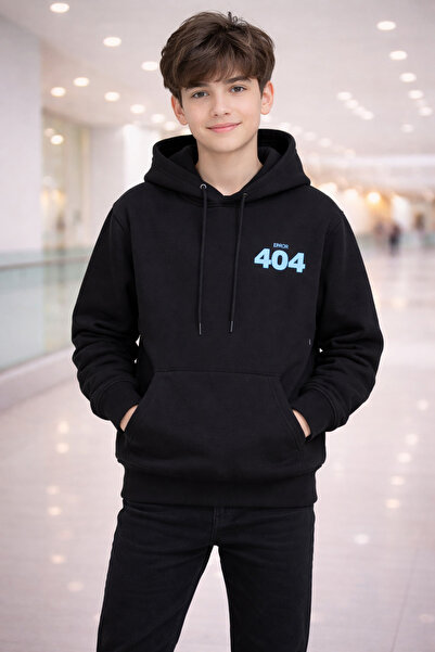 Atabay Kids ATABAY 256-12-25 سويت شيرت للأولاد بغطاء رأس Error 404 مطبوع يومي...