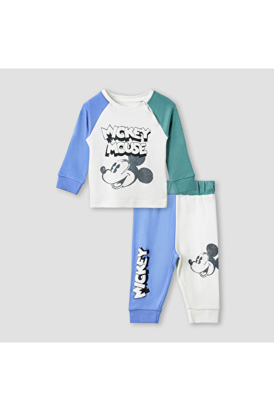 Disney Mickey Mouse Print T-shirt and Pyjama Set