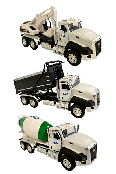 UDATOYS Beton Mikseri Ekskavatör Kepçe Damperli Kamyon Metal İş Makineleri Se...