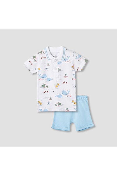 Juniors طقم تيشيرت بولو مطبوع وشورت