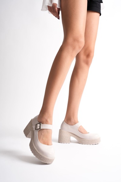 modaserdem Women's Beige Patent Leather Casual Shoes Tr06Ms05B