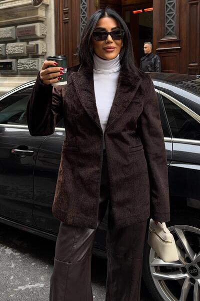 Lijuri Omuzları Vatkalı Kürk Ceket 6164 R6-K-K5