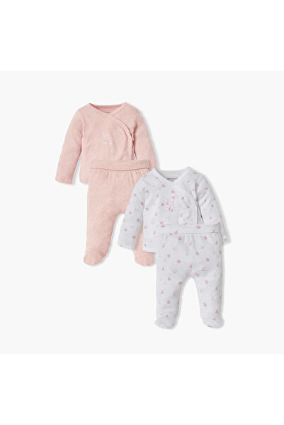 Juniors Assorted T-shirt with Closed Feet Pyjama - Set of 2