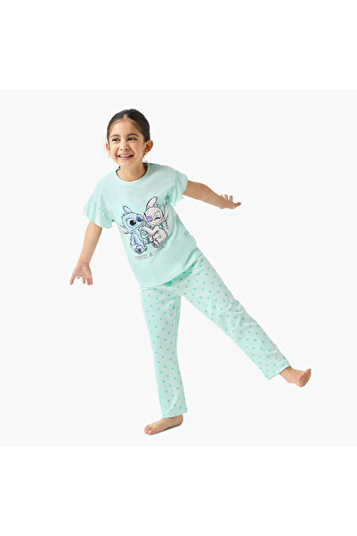 Disney Stitch and Angel Print T-shirt and Pyjama Set