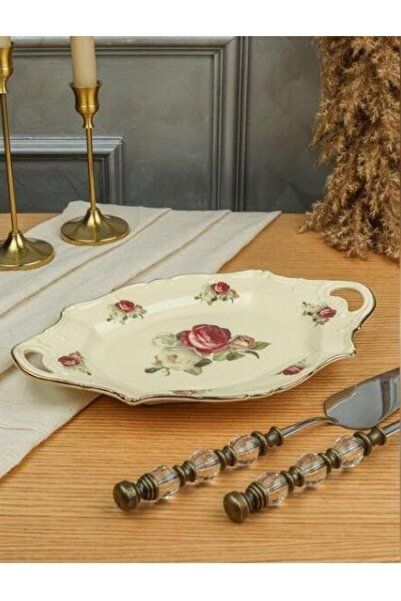 ROY KING ROYKING ROSE 31 CM OVAL KULPLU SUNUM TABAĞI