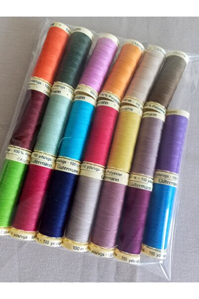 Güterman Gütermann Sewing Thread 100 Mt 100% Polyester Sewing Thread - 20 Pieces Colors