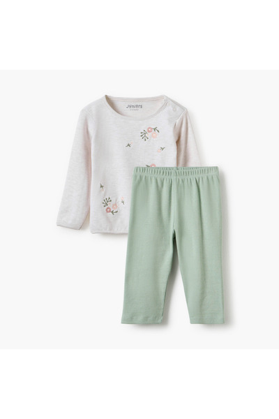 Juniors طقم بيجاما وبلوزة مطرزة بالزهور