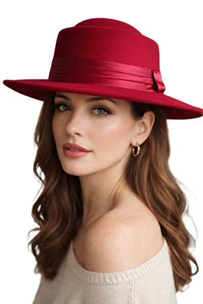 CosmoOutlet Women's Red Gondola Stylish Design Fedora Hat