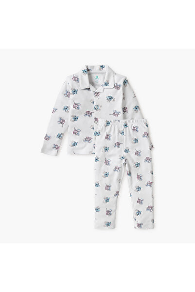 Disney طقم قميص وبيجاما بنقشة ملاك وتطريز كامل