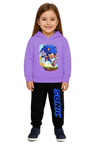 SEDİRLİ Sonic Printed Children's Tracksuit Set 3 Thread Ş Fleece-Lined Cotton...