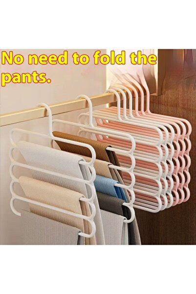iron candy Space Saving 5-Tier Pants Hanger Non-Slip Wardrobe Organizer White