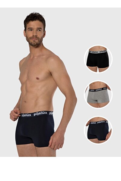 Pijalite Black, 3 Pack Modal Stretch Flexible Fabric Logo Boxer Men's Panties Men's Underwear