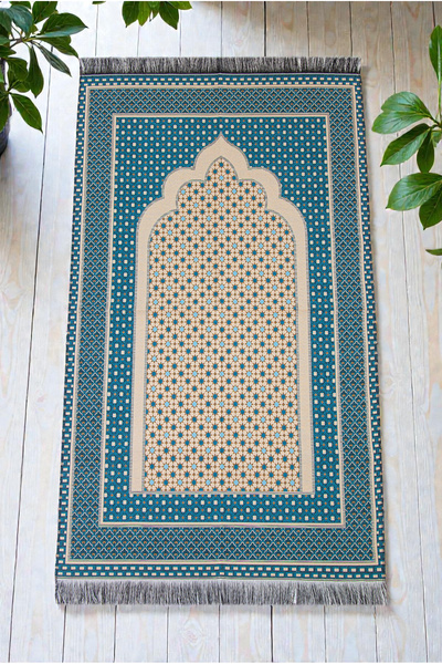 ihvan online Covor de rugăciune portabil ușor cu model de stele - Albastru