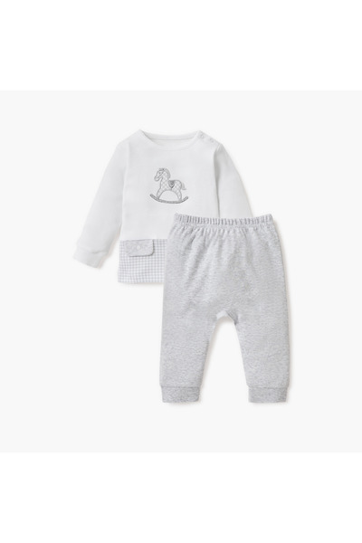 giggles Rocking Horse Applique T-shirt and Pyjama Set