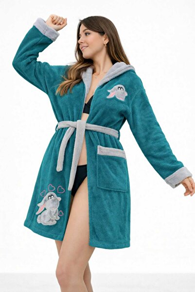 CASPARA Halat de baie premium cu glugă Wellsoft I cu broderie de iepure și ha...