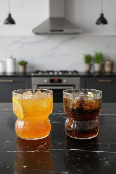 Kitchen Way Borosilicate 2-Piece Glass Cup 310ml Heat Resistant Transparent Glass Cup Set Kw-1050