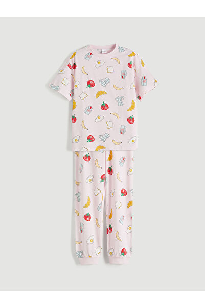 LC Waikiki Set de pijamale pentru fete cu model roz