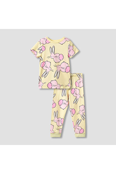 Juniors Girls Pyjama Set with Bunny Print - Cotton - Short Sleeves - Crew Neck