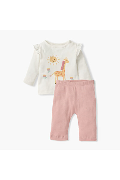 Juniors Printed Long Sleeve T-shirt and Pyjama Set