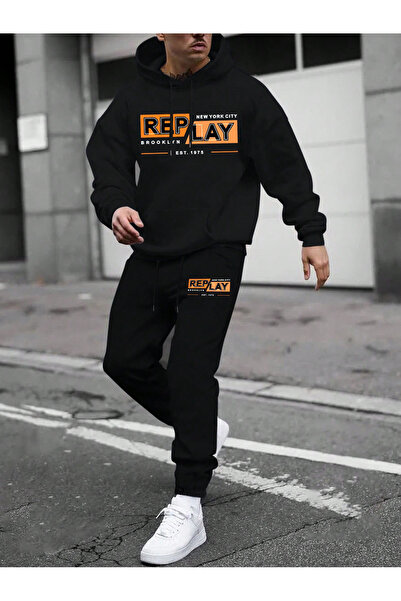 Velostra Daily Replay Printed 3 Thread Comfortable Winter Thick Bottom Top K Hooded Tracksuit Set