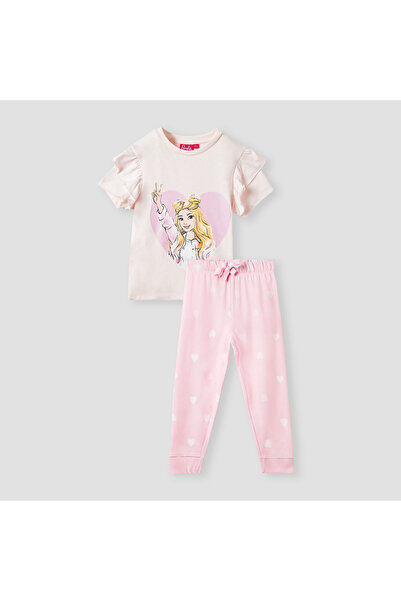 mattel طقم بيجاما وبلوزة مطبوعة برسومات باربي