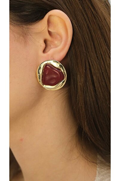 Jerie Gold Plate Burgundy Detail Vintage Earrings