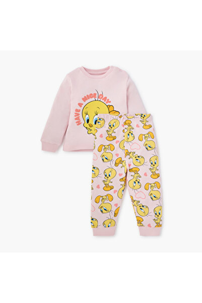 Disney طقم تيشيرت وبيجامة مطبوع عليه صورة تويتي