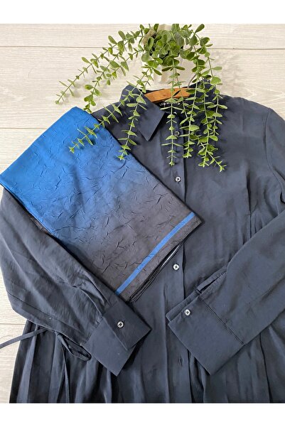 MİNELEŞARP34 Şal Mineleşarp Kraş Aura cu model degradat, albastru închis