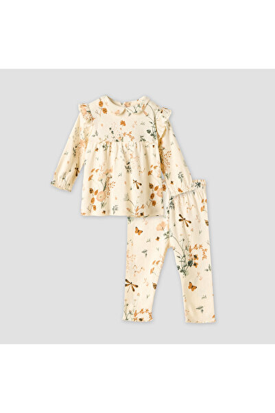 Juniors Cotton Collared Long Sleeves Pyjama Set with Floral Print