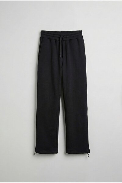 ablukaonline Men's Fleece-Lined Basic Baggy Sweatpants Black