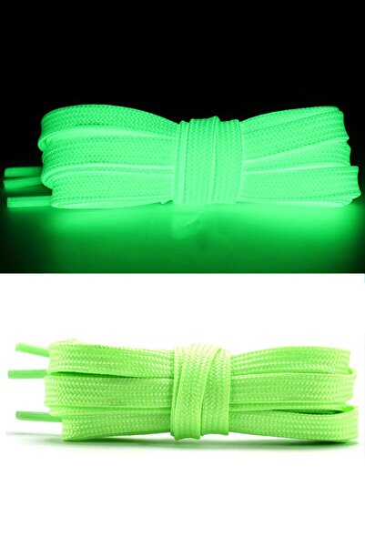 hapshoe Phosphorescent Neon 1 cm Thick Green Color 1 Pair Flat Sports Shoelaces