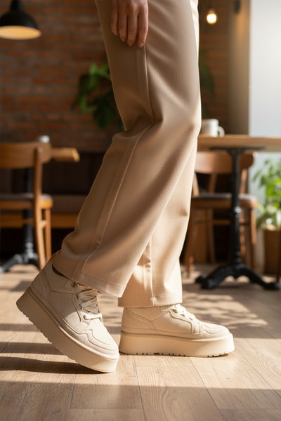 WALKWAY حذاء نسائي من Walyway 2613 مصنوع من الصوف غير قابل للانزلاق ورباط بال...