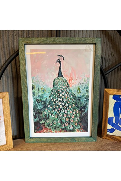 FlorenziArt Yeşil Meşe Ahşap Çerçeve – Sanat Baskısı Dahil – El Yapımı Dekora...