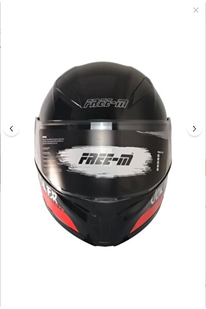 Free-M 965 Joker Siyah-Kırmızı Çene Açılır Kask şeffaf vizör