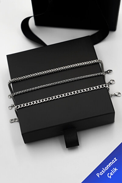 The Collection Stainless Steel 3-Piece Men's Sports Steel Gift Bracelet Set (Sent with Box)