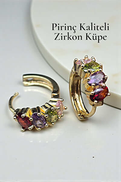 NBS Beautiful Naturel Stones Brass Zircon Earrings Very Good Quality Trend Stylish Earrings