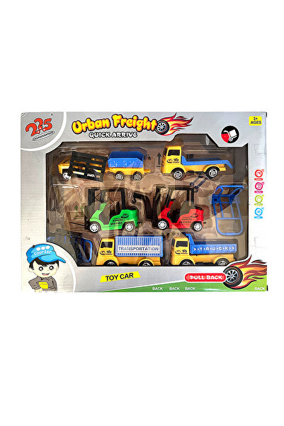 UDATOYS İş Makineleri Forklift Kamyon Tır Traktör El Arabası Çekici Palet Eğitici Öğretici Oyuncak Seti