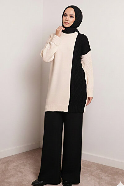 benguen Segmented Knit Pattern Knitwear Set N7040 Black