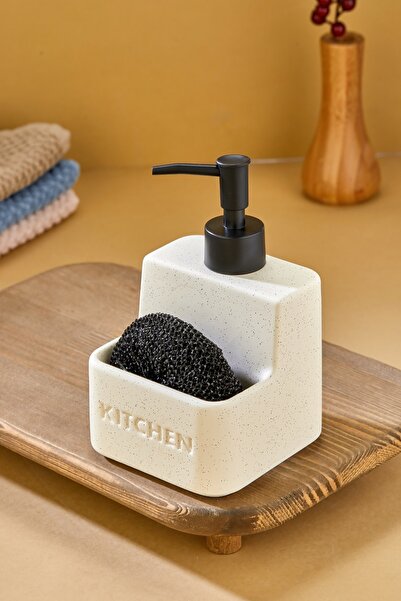 Cooker 480 ml Ceramic Liquid Soap Dispenser with Sponge Holder Ckr3889
