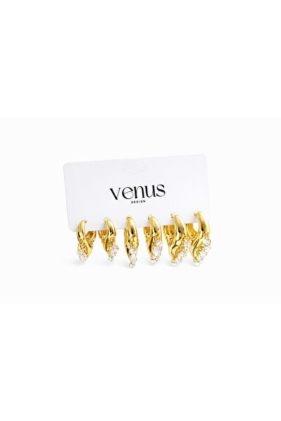 Venus Design Çelik Taşlı 6lı Set Küpe