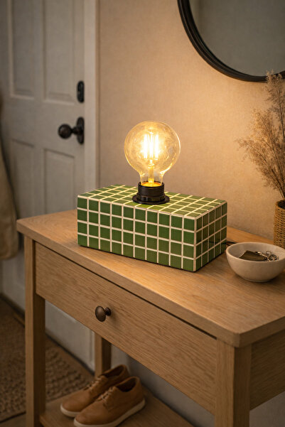 stork woods El Yapımı Cam Mozaik Masa Lambası (Renk Seçenekli) | Dekoratif Ab...