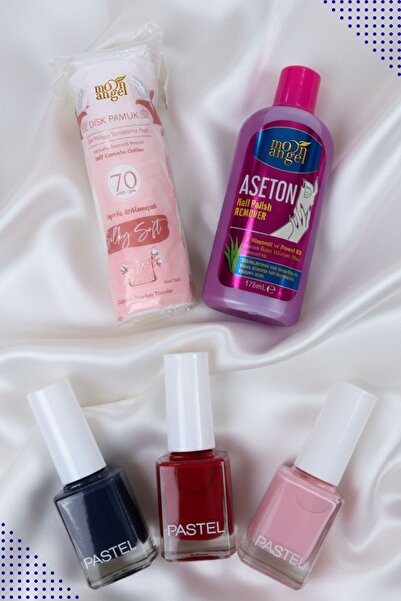 Pastel Kadın Oje Aseton ve Pamuk Seti