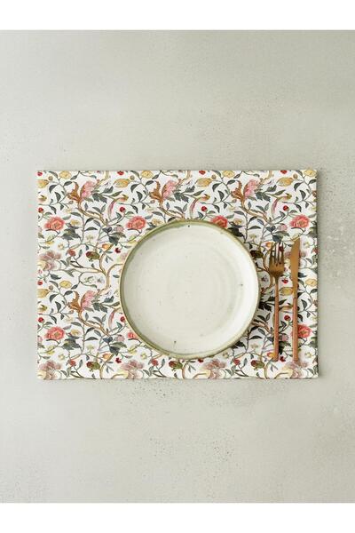 Markaev طقم مائدة أمريكي مكون من 4 قطع من القطن المزخرف بالزهور