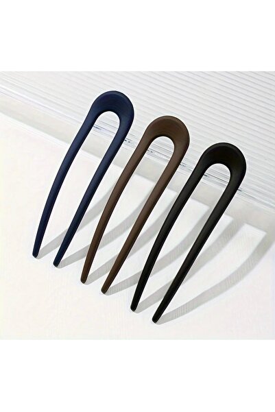 Marchen Collection Kadın Mat Kahverengi, Siyah, Lacivert 3'Lü Topuz Tokası