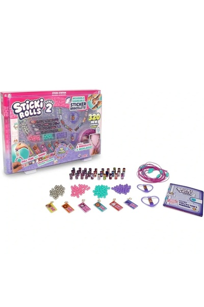 Muhcu Home 320 Labels (32 Sticky Rolls), 144 Beads, 8 Elastic Strings with Buckles.Hobby Set