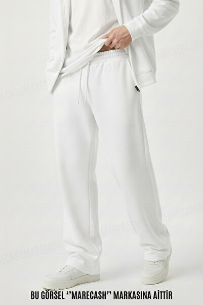 MARECASH Unisex Baggy Eşofman Altı Bol Paça Cepli Patlı Bağcıklı Kışlık 3 İplik
