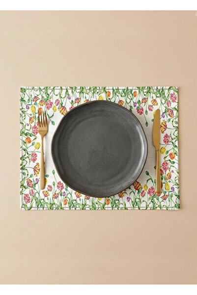 Markaev طقم أدوات مائدة أمريكي من 4 قطع من القطن لمهرجان التوليب